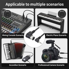 2pcs TRS 3.5mm MIDI Cable, 6.35mm Male to MIDI Din 5Pin Male Cable, 0.5m/20 in