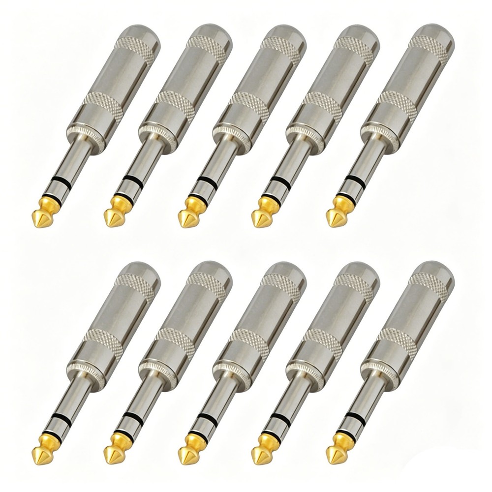 10x 6.35mm 1/4″ TRS Male Stereo Audio Connector for Speaker Guitar Mixer Amp