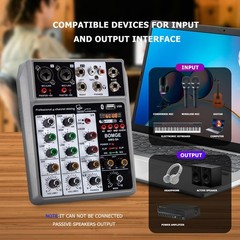 Professional Audio Mixer, Sound Board Mixing Console with 4 Channel Digital U…