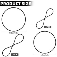 8PCS Microphone Shock Mount Rubber 8.5cm/3.34inch and 11.5cm/4.52inch, Black