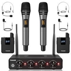Wireless Microphone System, 4 * 10-Channel UHF Cordless Handheld Mic Set with…
