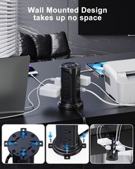 Tower Surge Protector Power Strip Flat Plug with 12 AC Outlets 3 USB Ports(2 …