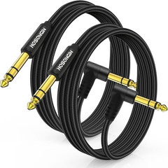1/4 Inch TRS Instrument Cable 6.6 Feet 2-Pack, Straight-To-Right Angle 6.35Mm Ma