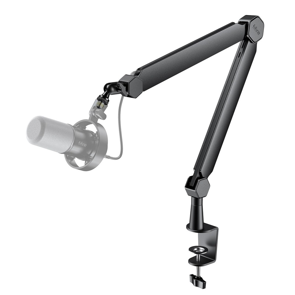 FIFINE Mic Arm Stand, Microphone Boom Arm with Desk Clamp, Cable Channels, 3/…