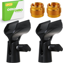 2 Pcs Universal Adjustable Microphone Clip Set, Mic Holder with 5/8″ to 3/8″