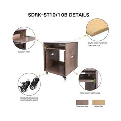 Sound Town 10U Solid Baltic Birch Plywood Studio Rack Desk with Slide-Out Tra…