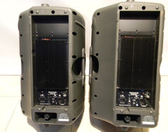One Pair Mackie SRM 450 Powered Active PA Speakers W/Mackie Gig Bags, Cords, Man