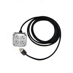 CBI 15ft Metal Quad Box Power Cable 4 outlet box 20amp Sideways Plug Blade