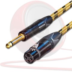 Female XLR to Jack Cable. Long Mono Jack lead. Unbalanced Sommer Vintage Tweed