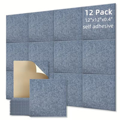 12-Pack Soundproof Foam Panels for Walls, Self-Adhesive Acoustic Sound Panels