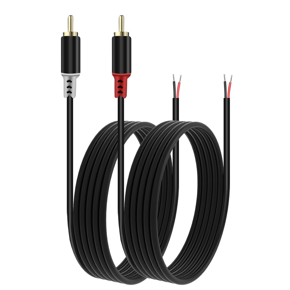 RCA to Speaker Wire Adapter, 2 Bare Cables Plug Adapter – 6.6FT