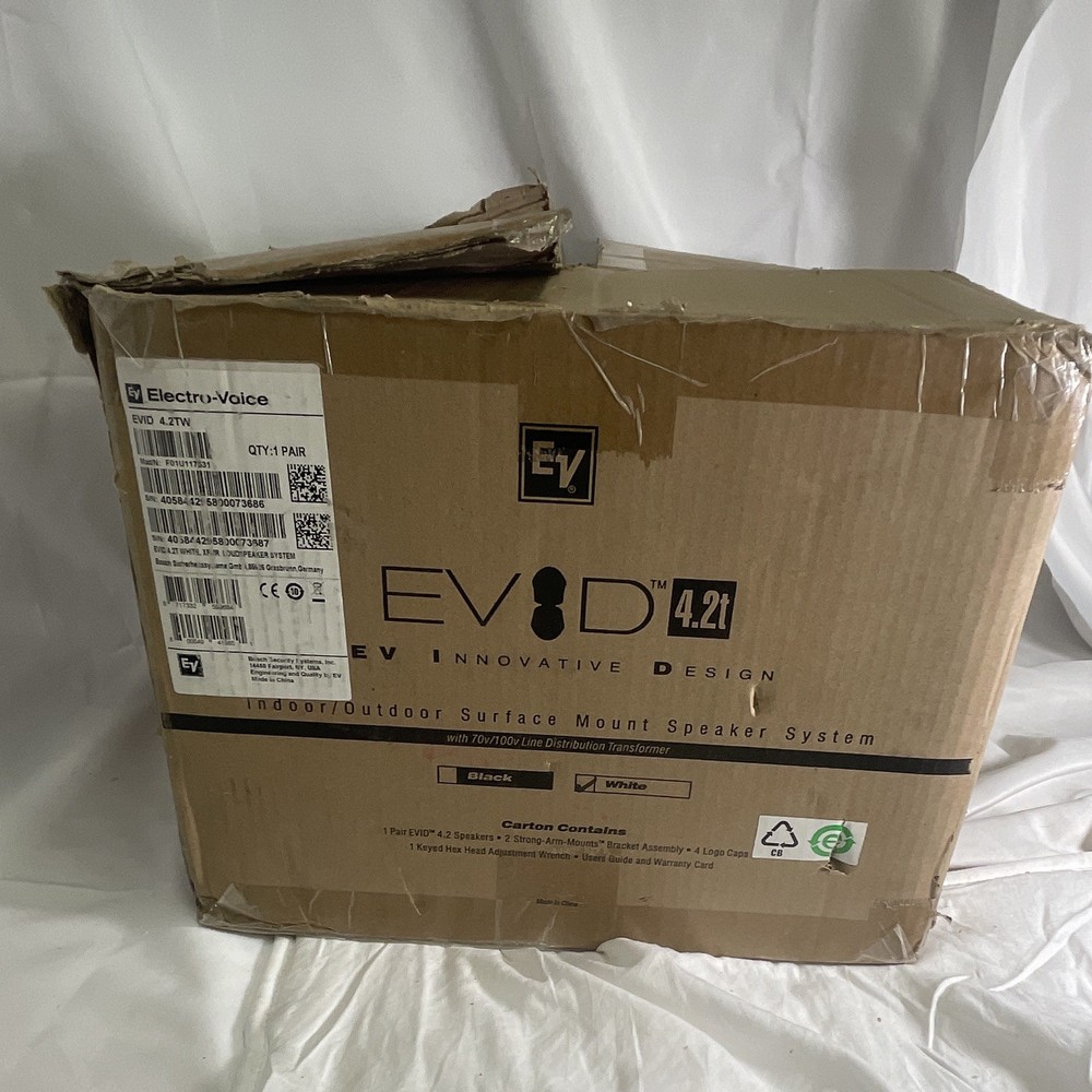 Electro-Voice EVID 4.2TW Surface Mount Wired Speakers Pair White 30W 8 Ohm