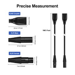 1 Pair 5 Pin XLR To RJ45 Cable Male Female Ethernet Connector 3 Feet Audio