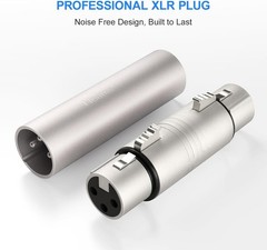 4 Pack (2 Pair) Professional XLR Adapter, 3 Pin Female to 2 Pair, Silver
