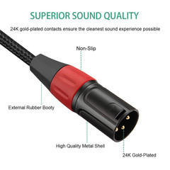 3 Pin Mini XLR Female (TA3F) to Regular XLR Male Pro Lapel Microphone Cable – 1F