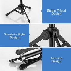 Microphone Stand Desk, BILIONE Portable Foldable Tripod with Normal, black