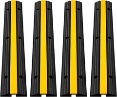 4 Pack of 1-Channel Rubber Cable Protector Ramps Heavy Duty 18000Lbs Load Capaci