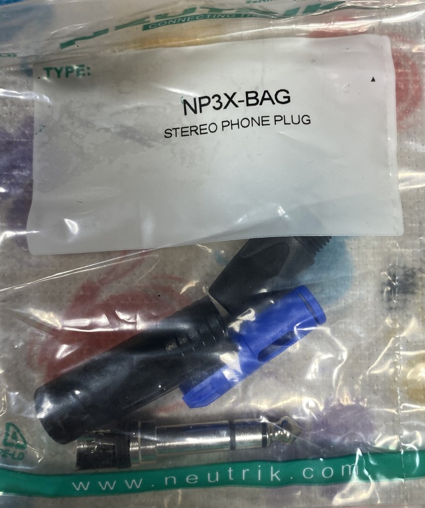1/4″ TRS Stereo Phone Plug Audio Jack Neutrik NP3X-B 3 pole