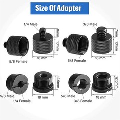 8x Mic Stand Thread Adapter Set 5/8 Female To 3/8 Male 5/8 Female To 1/4 Male
