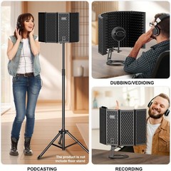 Durable Foldable Mic Shield with Triple Insulation – Perfect for Studio and Home