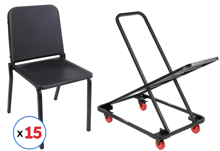 Gator Performing Arts Chair Set with Chair Cart – 15 Chairs