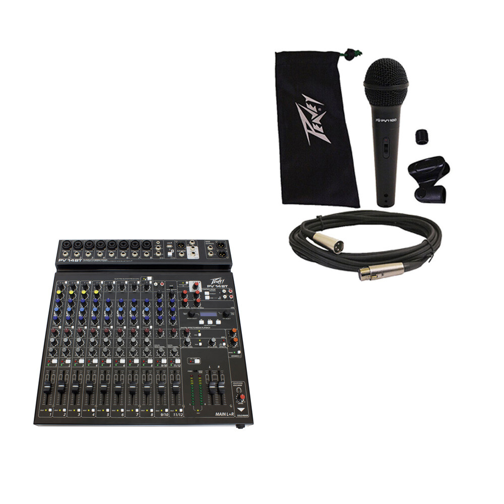 Peavey PV14 BT Pro Audio DJ Bluetooth 14 Channel Mixer & PVi 100 Microphone New