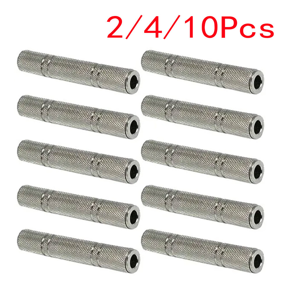2/4/10x Stereo Coupler Female to Female Jack Audio Adapter Connector 6.35mm 1/4″