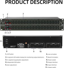 QST Graphic Equalizer 31-Band Stereo EQ for Home Audio Dual Channel Professional