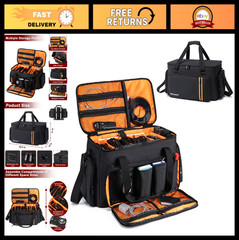 Large Capacity DJ Gig Bag with 8 Dividers & 15.6“ Laptop Sleeve – Travel Music