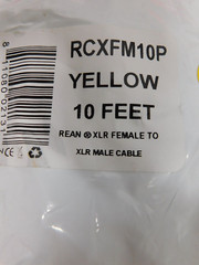 Rockville RCXFM10P Yellow 10 Feet XLR Female To XLR Male Cable