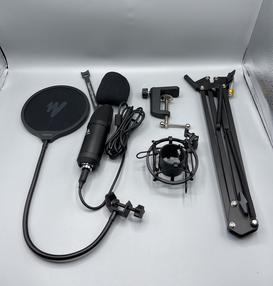 USB 192Khz/24Bit Plug Play PC Computer Podcast Condenser Cardioid Metal Mic Kit