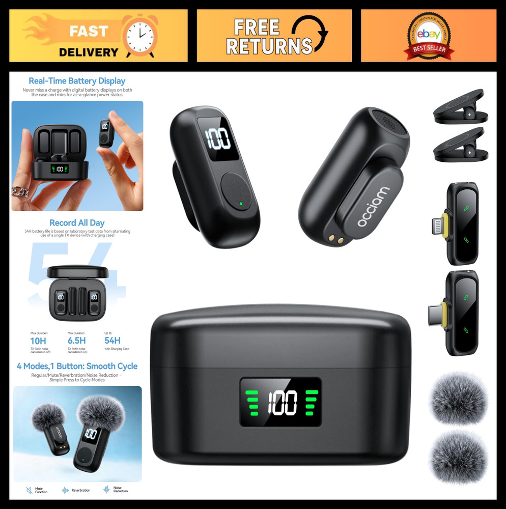 Wireless Mini Lavalier Microphone for iPhone & Android – Noise Reduction Lapel M