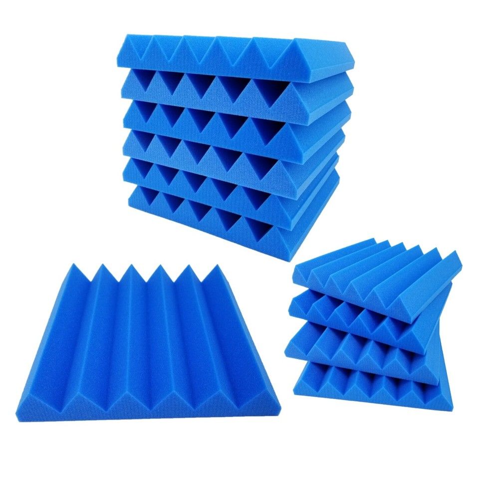 24pk Blue Premium 2 inch Acoustic Foam Panel Tile Wall Studio Sound Proof 12×12