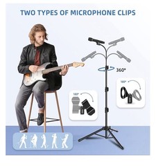 Mic Stand Gooseneck Microphone Boom Stand for Singing Height Adjustable 2 Pack