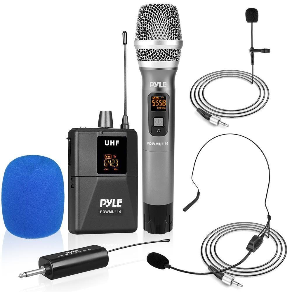 Pyle Wireless Mic System – Handheld & Headset Mics, Medium Diaphragm Lavalie