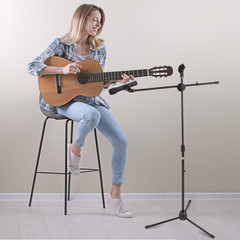 Universal Tripod Microphone Stand – Pair of Adjustable Height 27.5” to 52” High