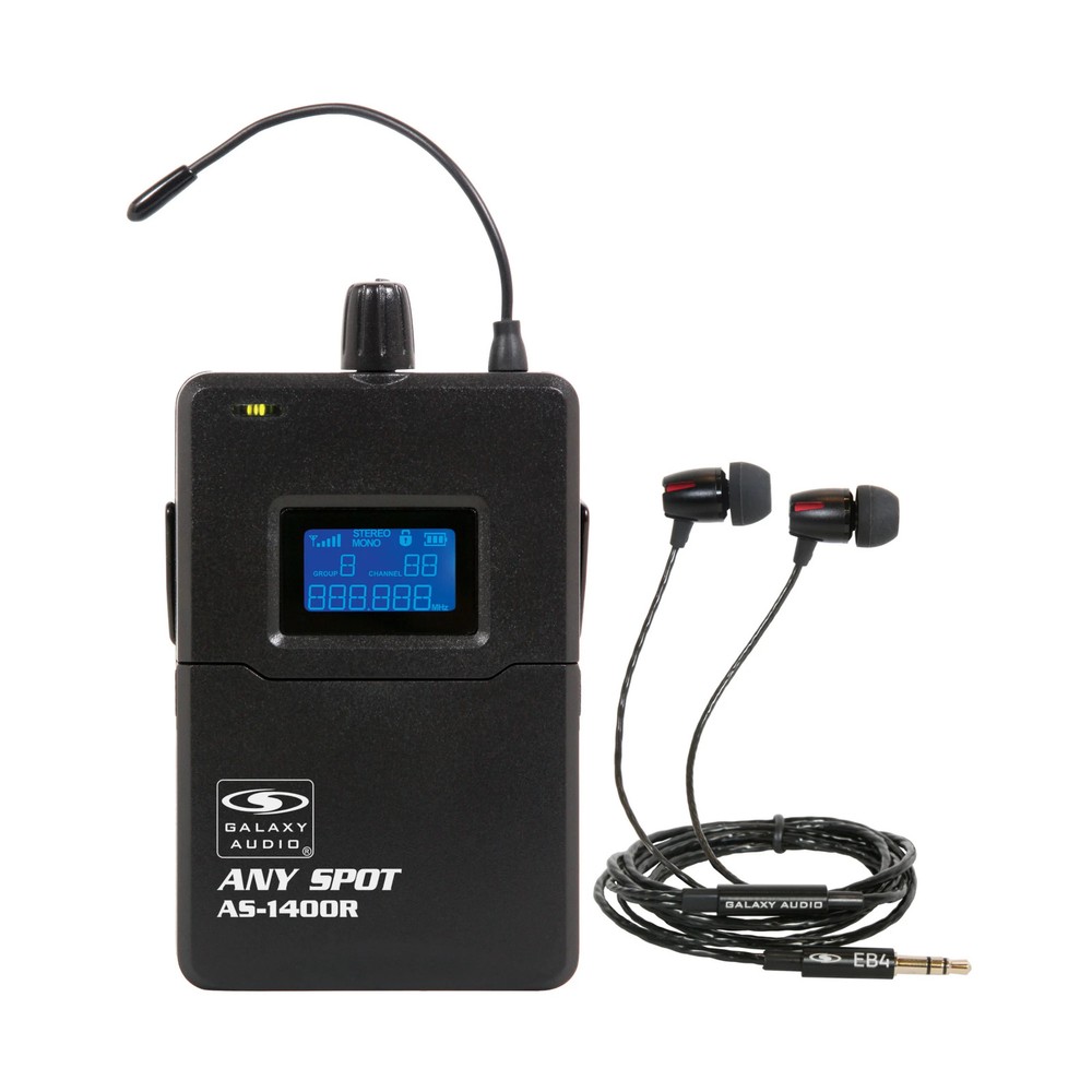 Galaxy Audio AS-1400RM UHF Wireless In-Ear Monitor System Receiver w/EB-4