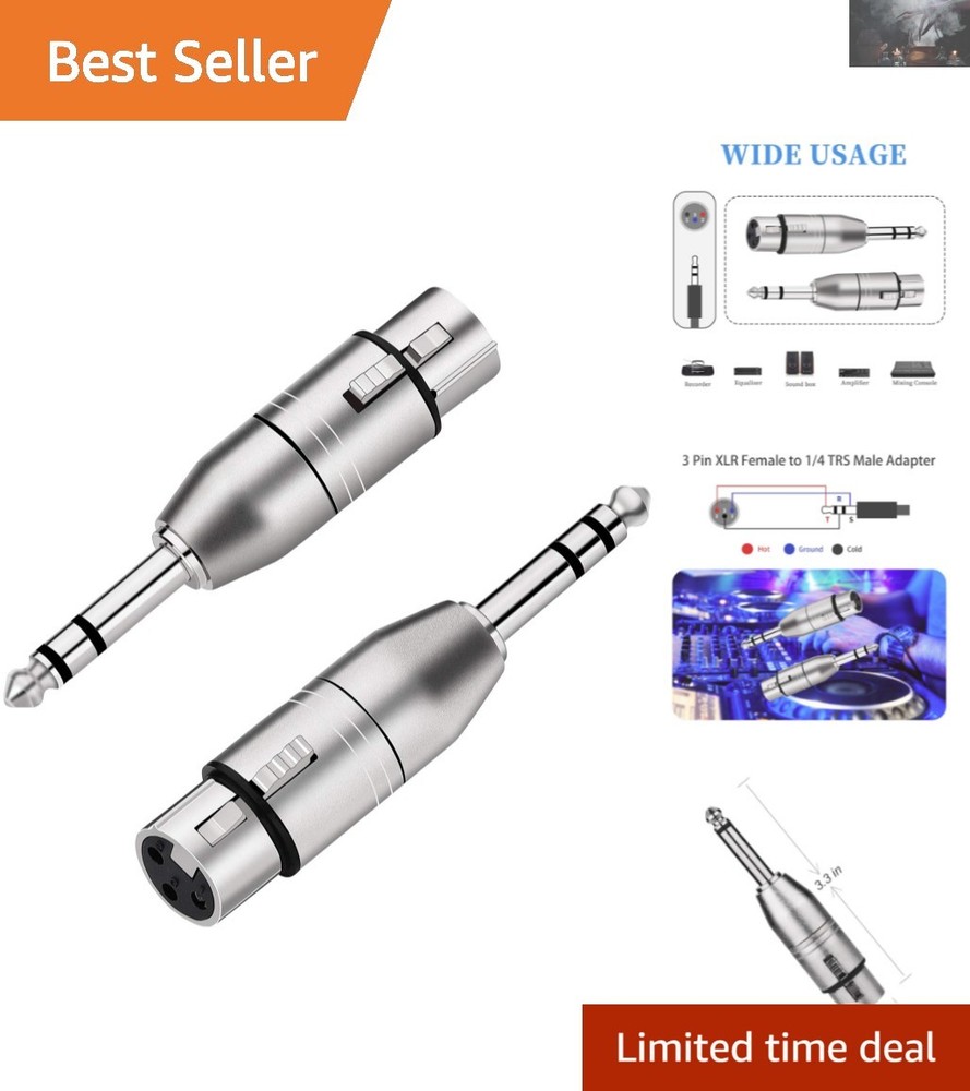 High-Quality XLR Female to 1/4″ TRS Audio Adapter – Noise-Free Performance
