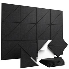 Acoustic Panels, Peel & Stick Sound Absorbing Wall Panels 12″ x 10 Pack Black