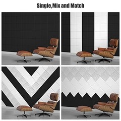 12 Pack Acoustic Wall Panels with Self-Adhesive, Flat Panels (12 Pack) Black