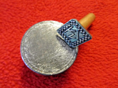 VINTAGE TOM MIX 1935-40’S TIN MAKE-UP KIT CONT. AND METAL BRANDING IRON