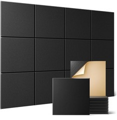 Sonicism 12 Pack Acoustic Wall Panels with Self-Adhesive, 12″ X 12″ X 0.4″ Sound