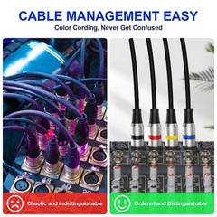 Heams Professional 4 Pack 25FT XLR Cables, 25FT, Upgraded 4 Color Connector