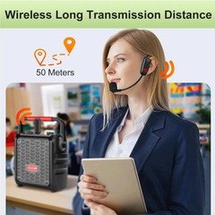 Wireless Microphone Headset, UHF Dual Cordless Microphones System, USB-C Char…