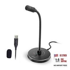USB Computer Microphone G009, Noise-Cancelling Recording Desktop Mic for Black