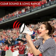 Lightweight 2000ft Range Portable Megaphone Bullhorn with Strap Siren for Sports