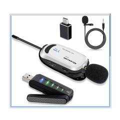 Aivoxcon TG1W Wireless Lavalier Microphone System Plug and Play USB USB-C 3.5mm
