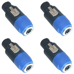 MUSYSIC Speakon 4-Pole to 1/4″ TS Female Adapter Converter Jack Connector 4-Pack