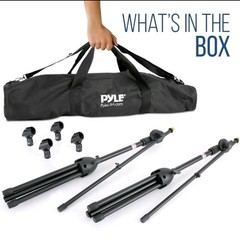 Pyle Tripod Microphone Stand – Adjustable & Extendable (Set of 2) PMKSKT35