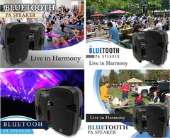 Harmony Audio 15″ Bluetooth Powered PA Speaker with Tripod Stand